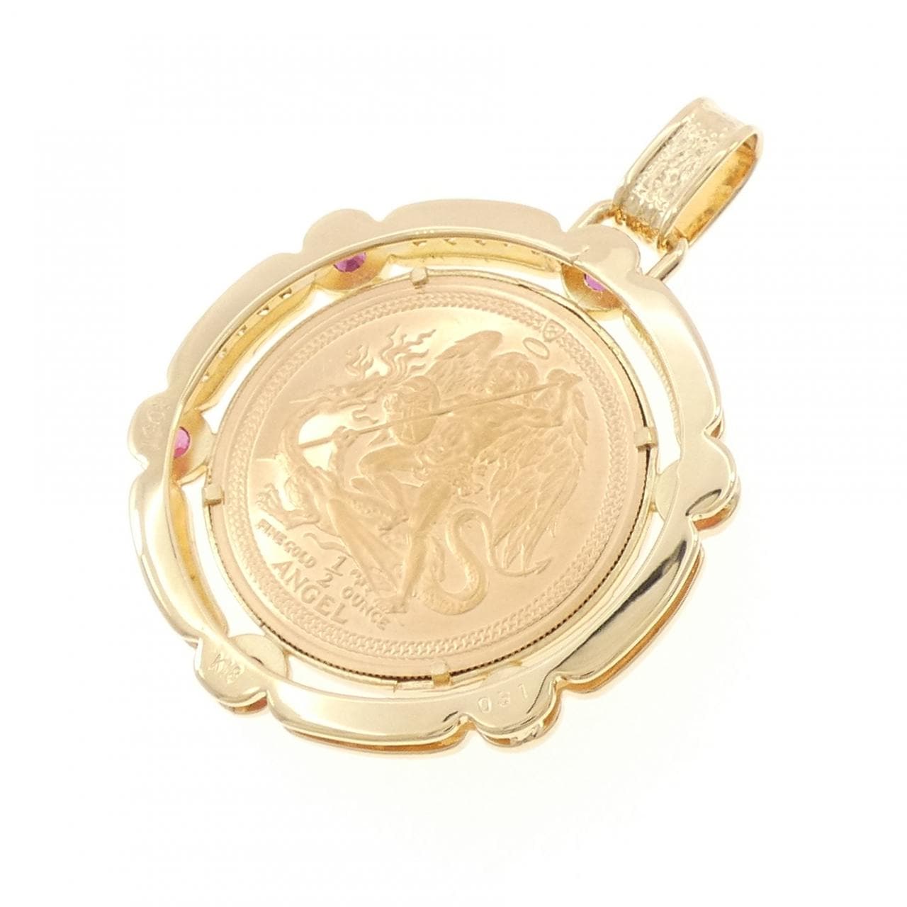 K18YG(枠) ルビー コイン 0.57CT ペンダント