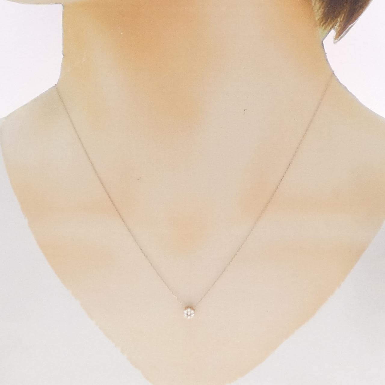 K18PG フラワー ダイヤモンド ネックレス 0.10CT