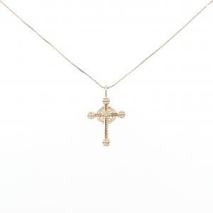 K10YG クロス ダイヤモンド ネックレス 0.01CT