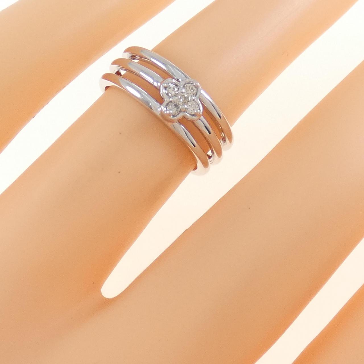 K18WG フラワー ダイヤモンド リング 0.07CT