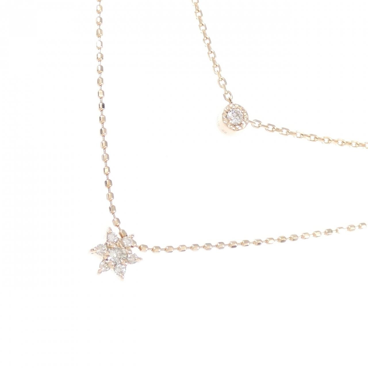 K10PG フラワー ダイヤモンド ネックレス 0.09CT