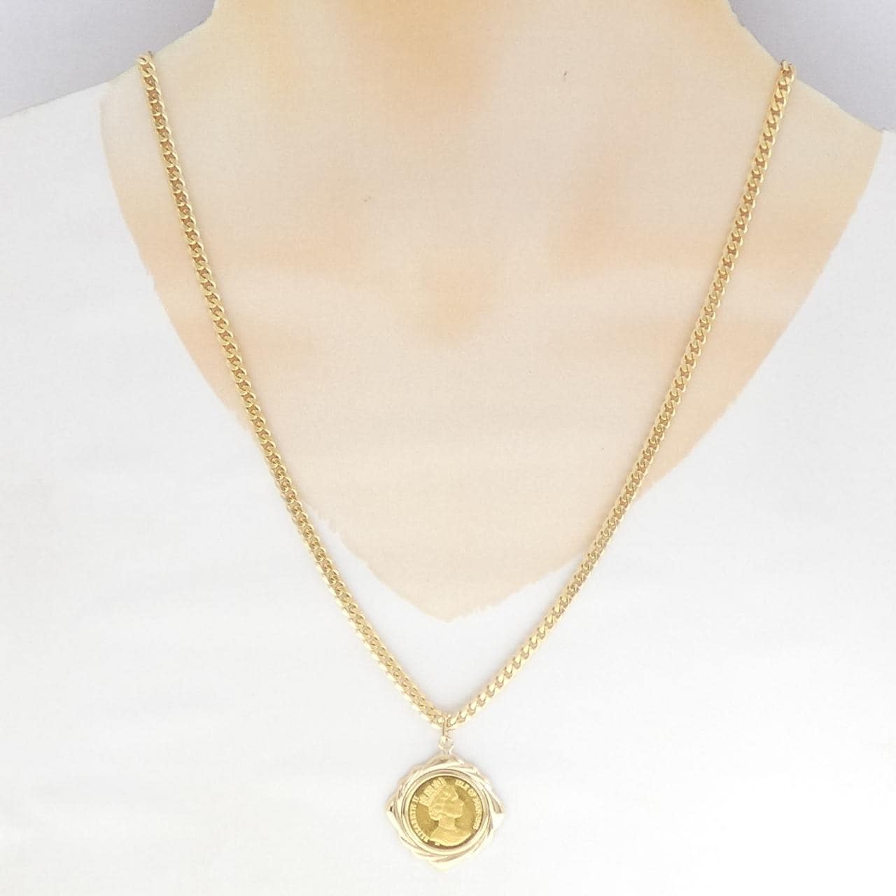 K18(枠)/K18YG コイン ネックレス