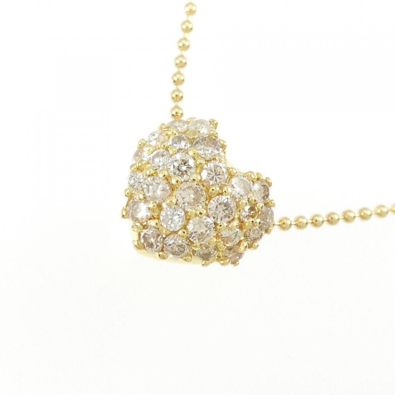 K18YG Pave Heart Diamond Necklace 0.50CT