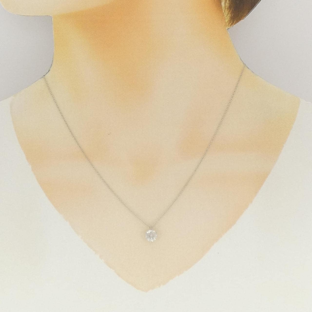 PT900/PT850 ソリティア ダイヤモンド ネックレス 0.90CT