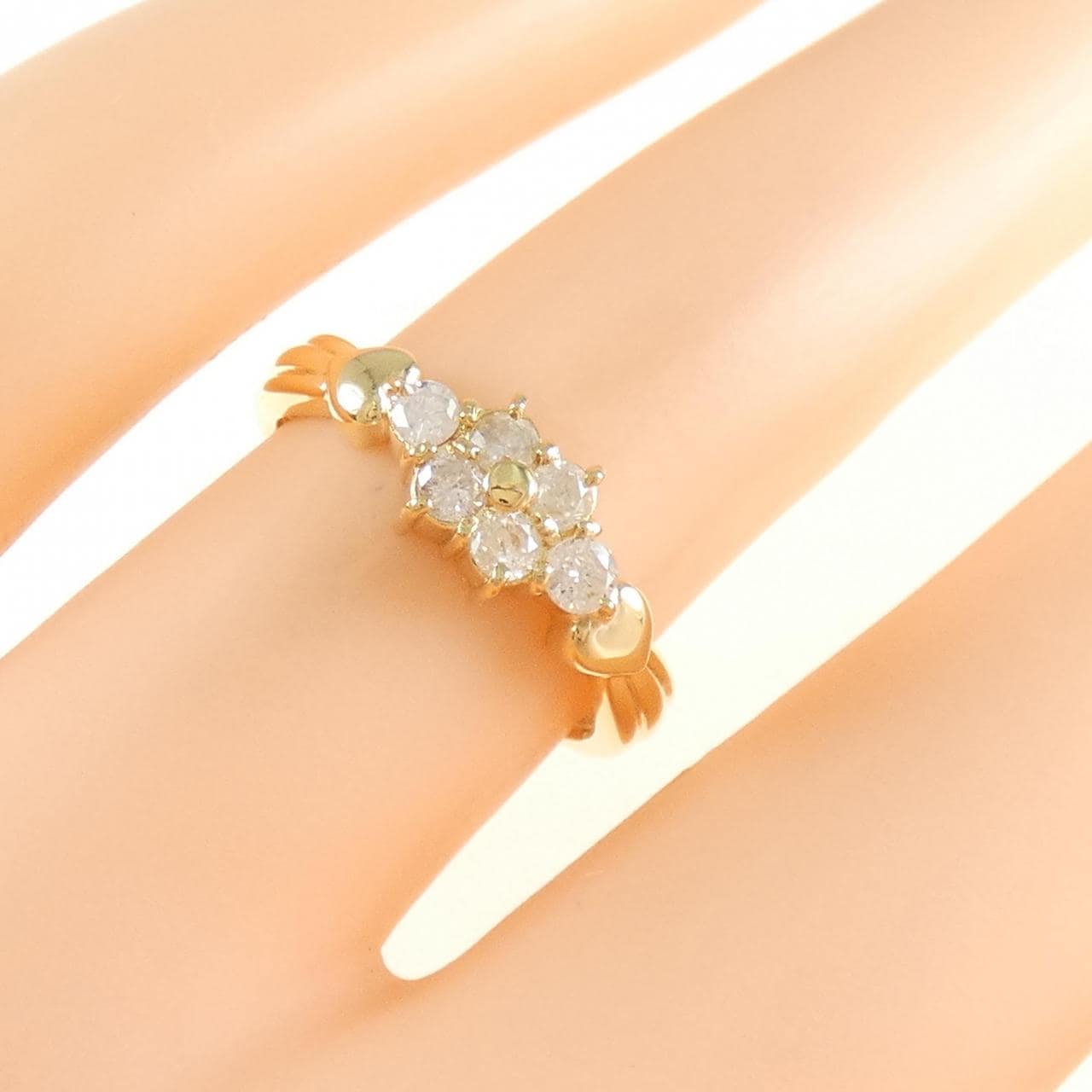 K18YG フラワー ダイヤモンド リング 0.30CT