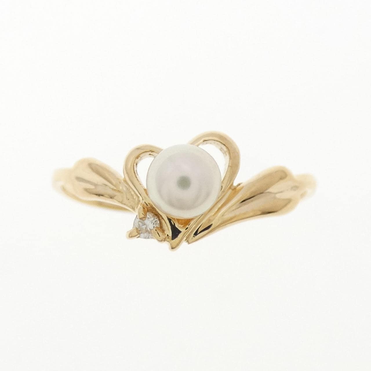 K18YG ハート アコヤパール リング 4.1mm