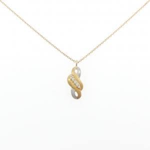 K18YG/PT850 ダイヤモンド ネックレス 0.05CT