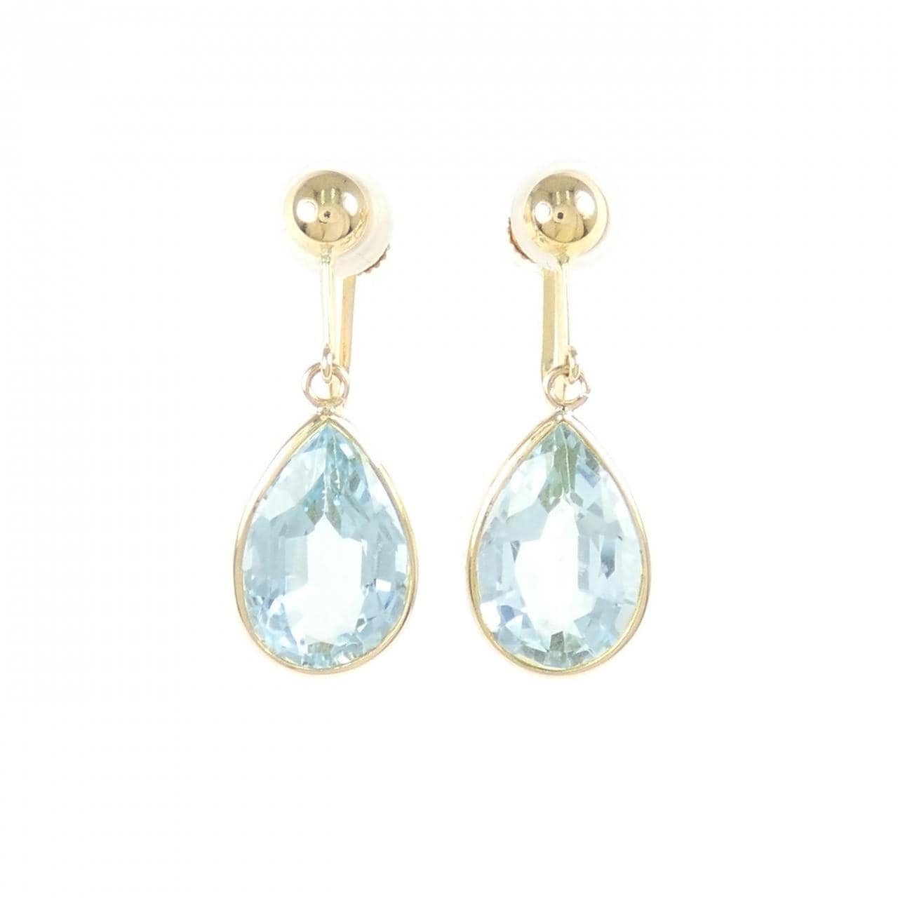 K18YG 藍色托帕石耳夹