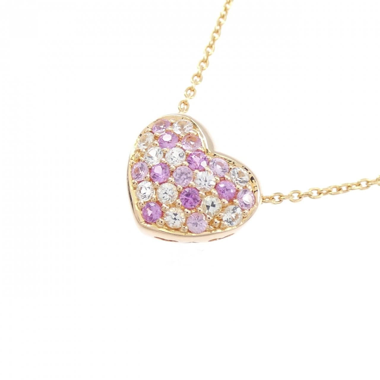 K18PG ハート サファイヤ ネックレス 0.40CT