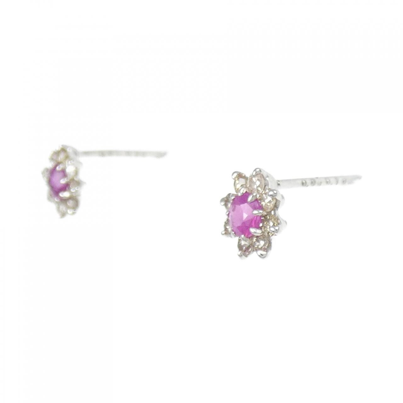 【新品】PT900 ルビー ピアス 0.16CT