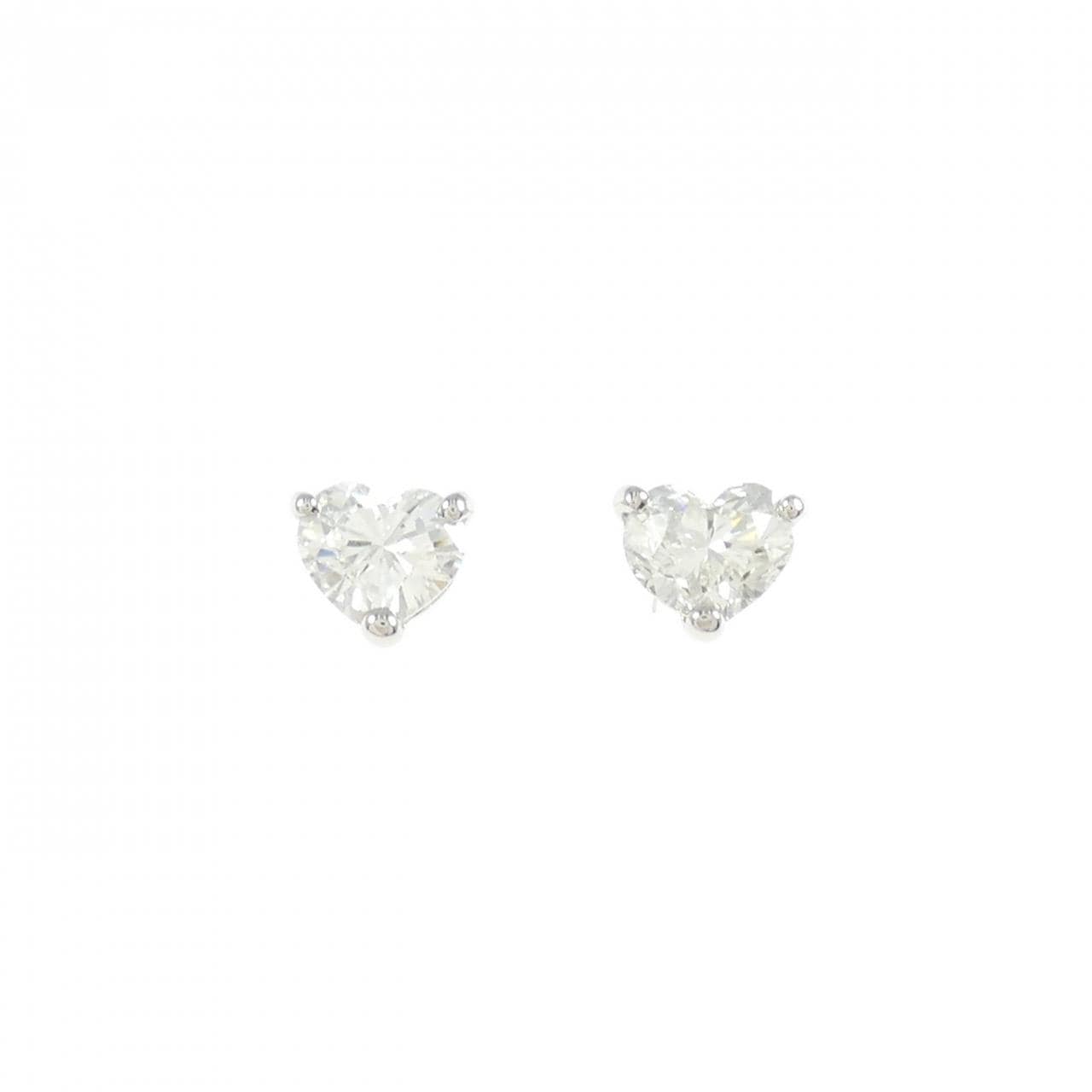 【リメイク】PT900/ST ダイヤモンド ピアス 0.449CT 0.526CT H SI1-SI2 ハートシェイプ
