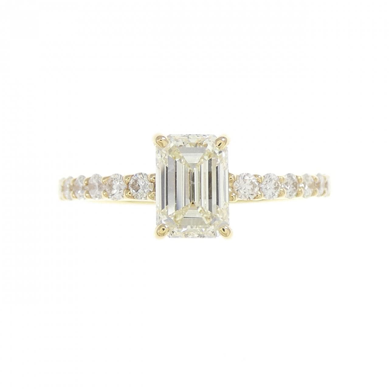 【リメイク】K18YG ダイヤモンド リング 1.01CT L SI1 エメラルドカット