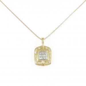 K18YG/PT850 ダイヤモンド ネックレス 0.13CT