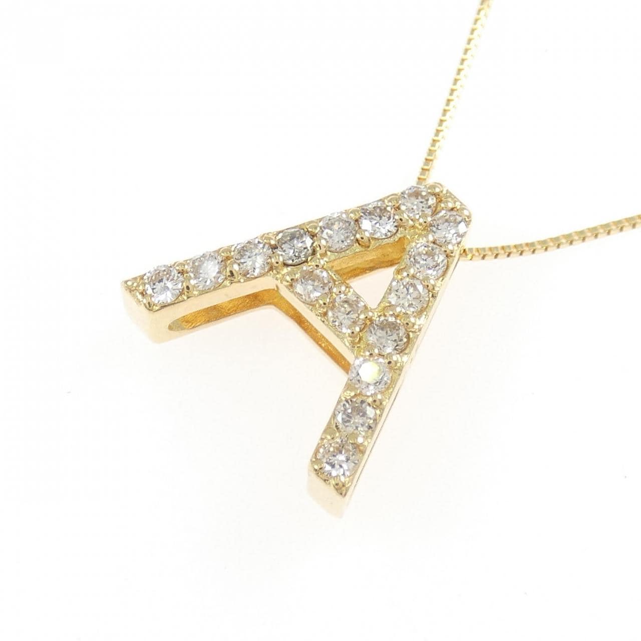 K18YG イニシャルA ダイヤモンド ネックレス 0.32CT