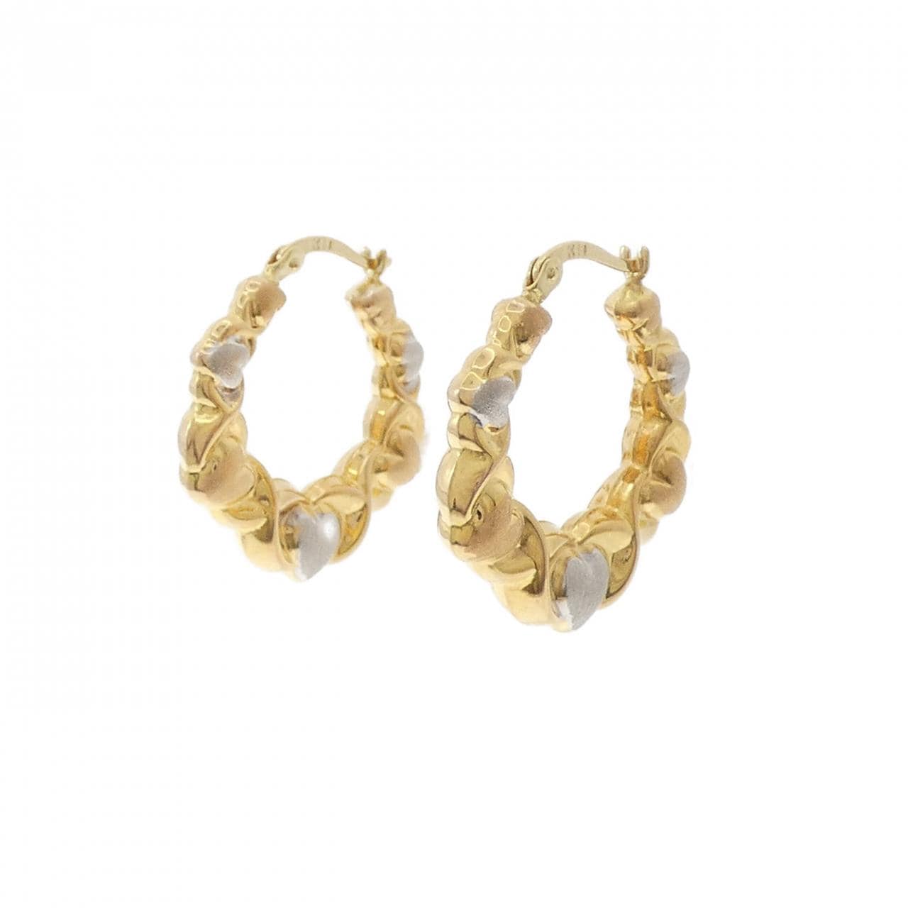 K18スリーカラー ハート ピアス