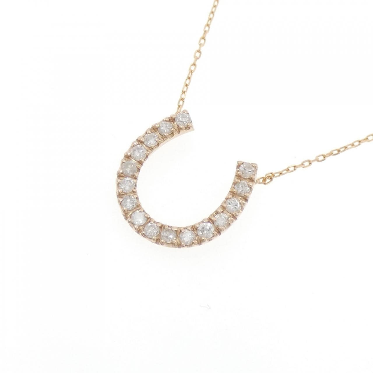 K18PG ホースシュー ダイヤモンド ネックレス 0.20CT