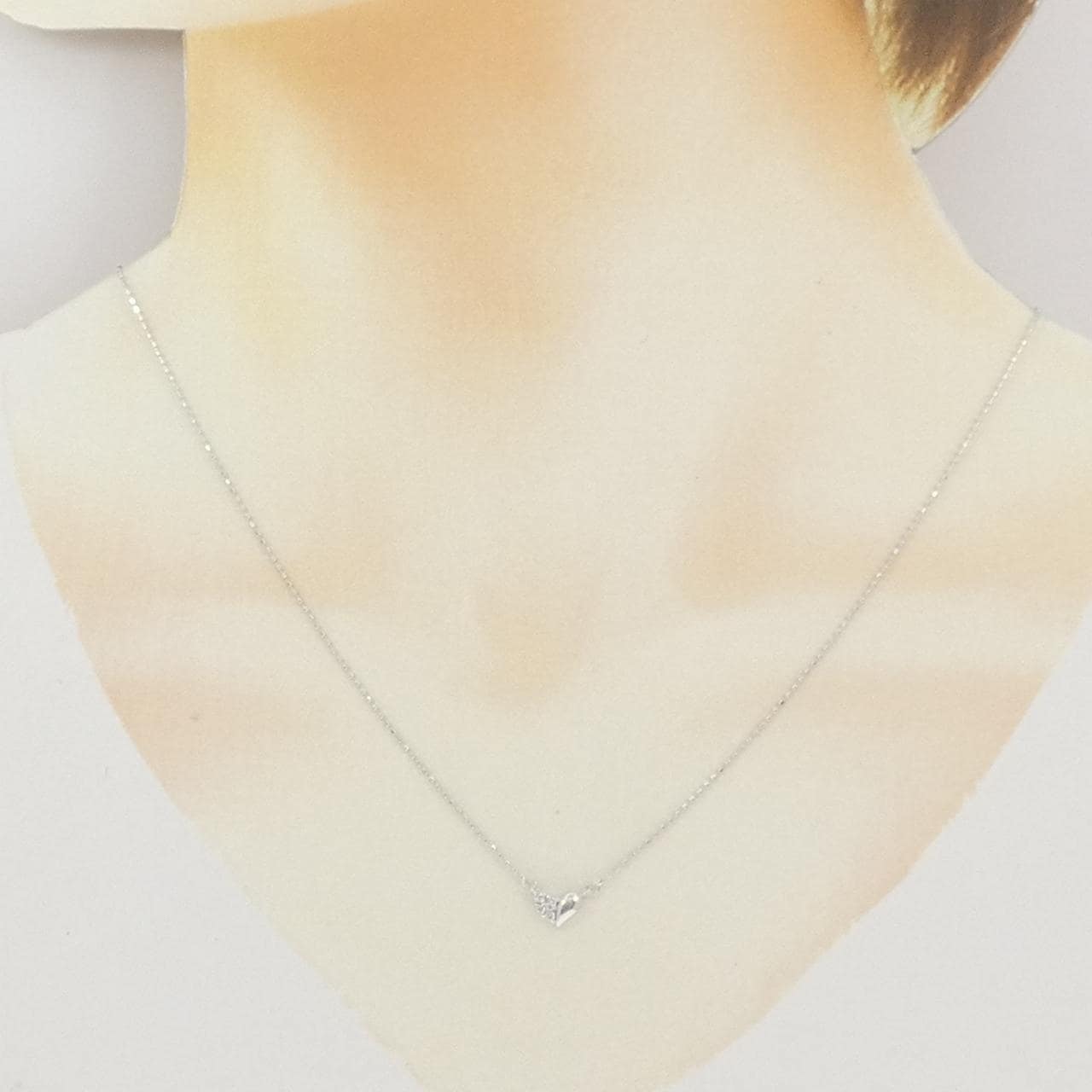 K10WG ハート ダイヤモンド ネックレス 0.03CT