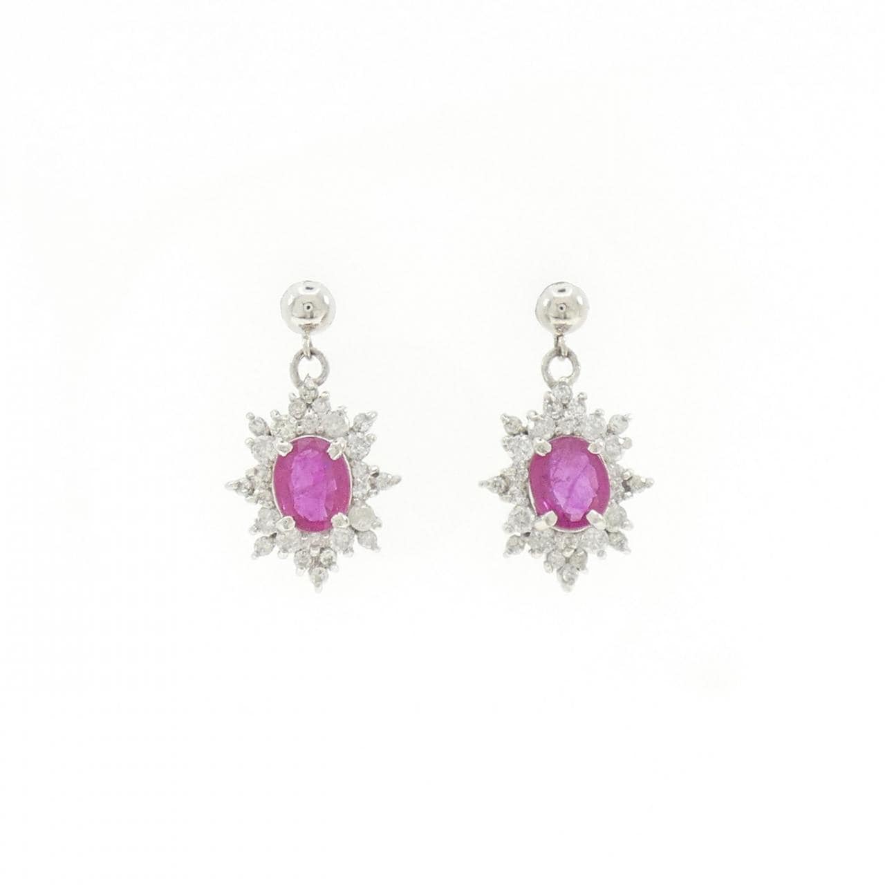 PT900 ルビー ピアス 1.11CT