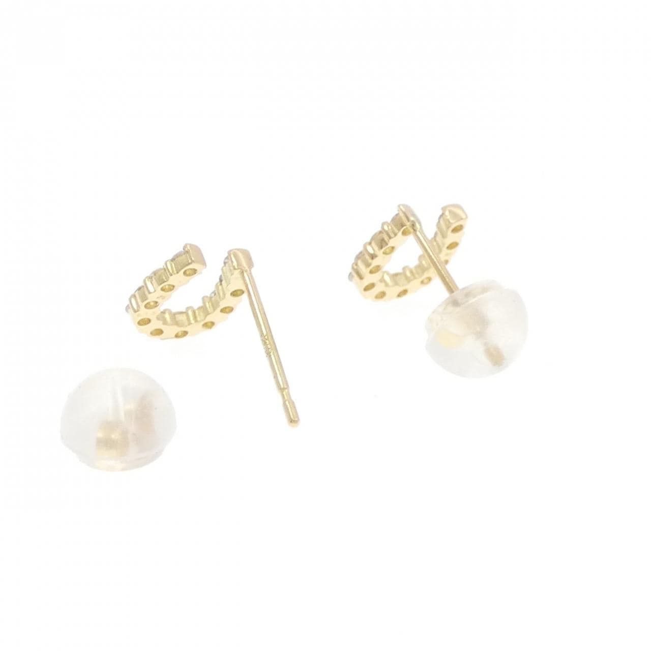 【新品】K18YG ホースシュー ダイヤモンド ピアス 0.20CT