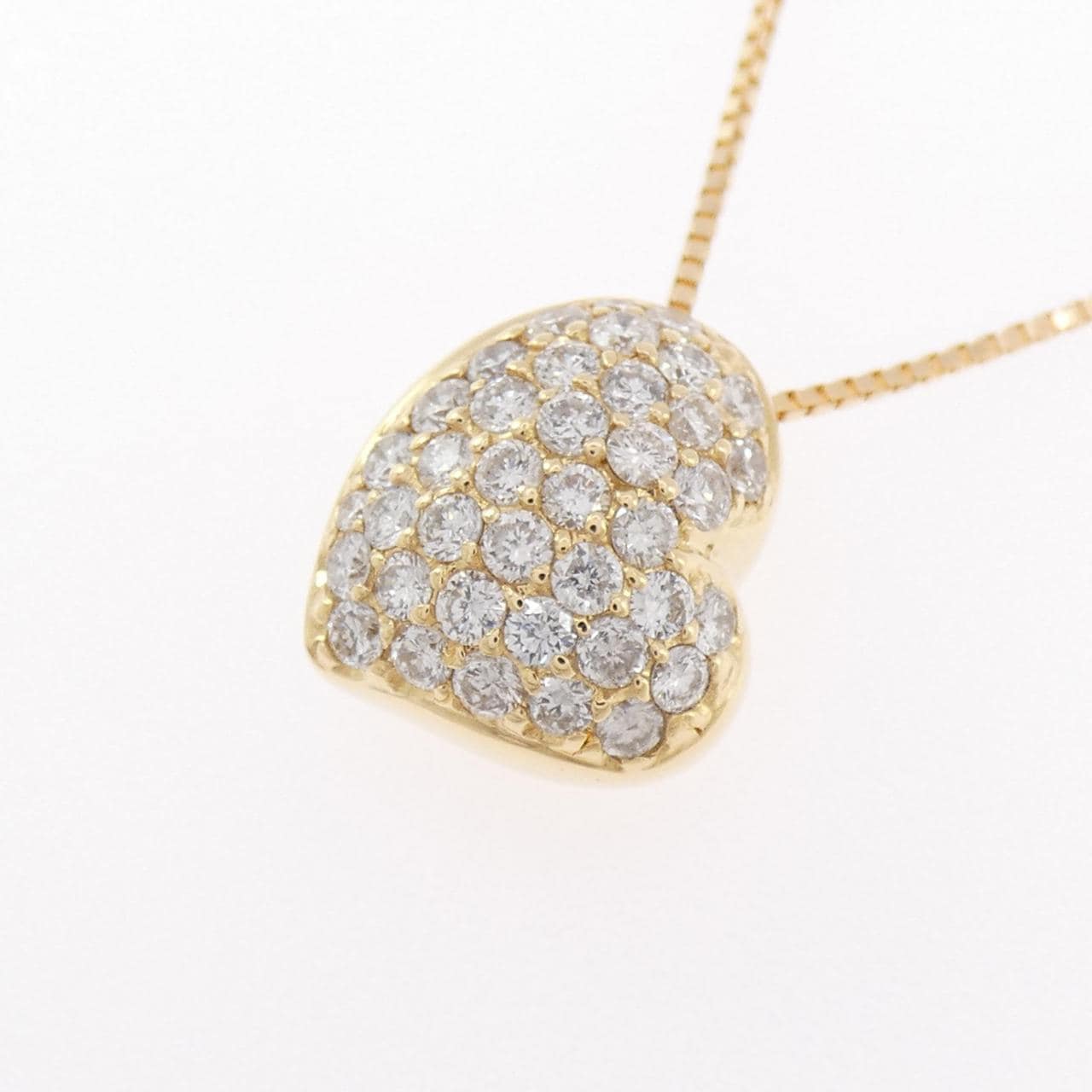 K18YG ハート パヴェ ダイヤモンド ネックレス 0.81CT