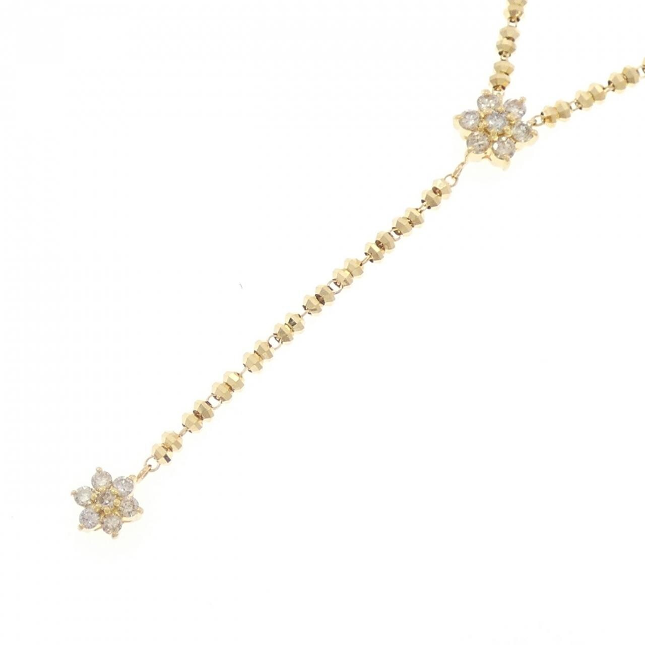 K18YG フラワー ダイヤモンド ネックレス 0.30CT