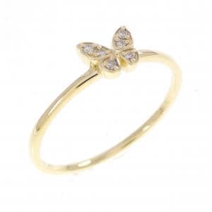 K18YG バタフライ ダイヤモンド リング 0.03CT