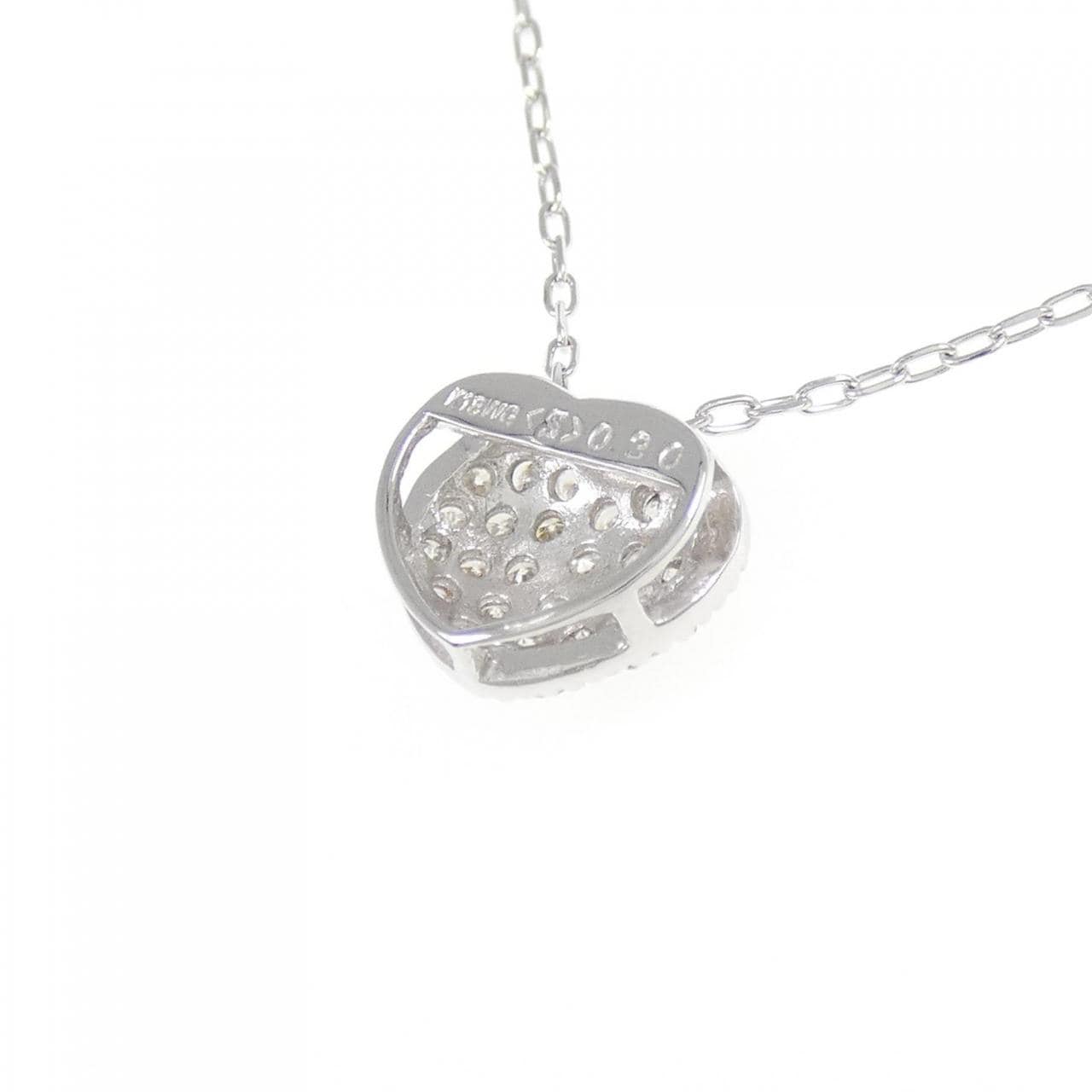 K18WG Heart Pave Diamond Necklace 0.30CT