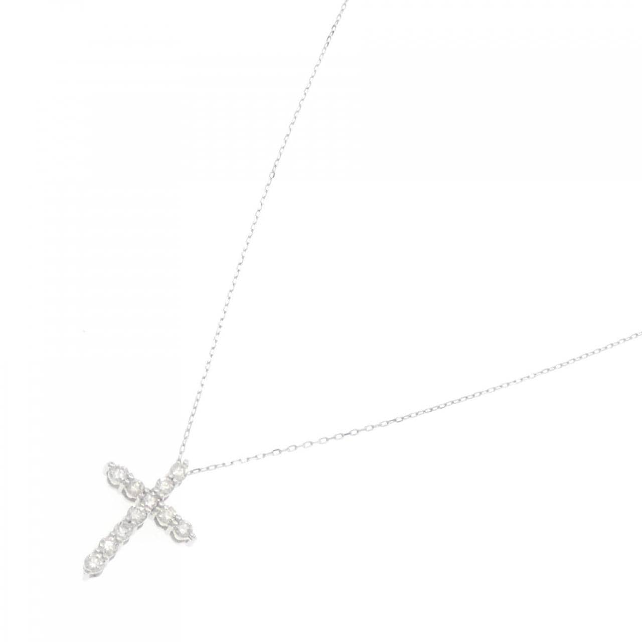 [BRAND NEW] K10WG Cross Diamond Necklace 0.20CT