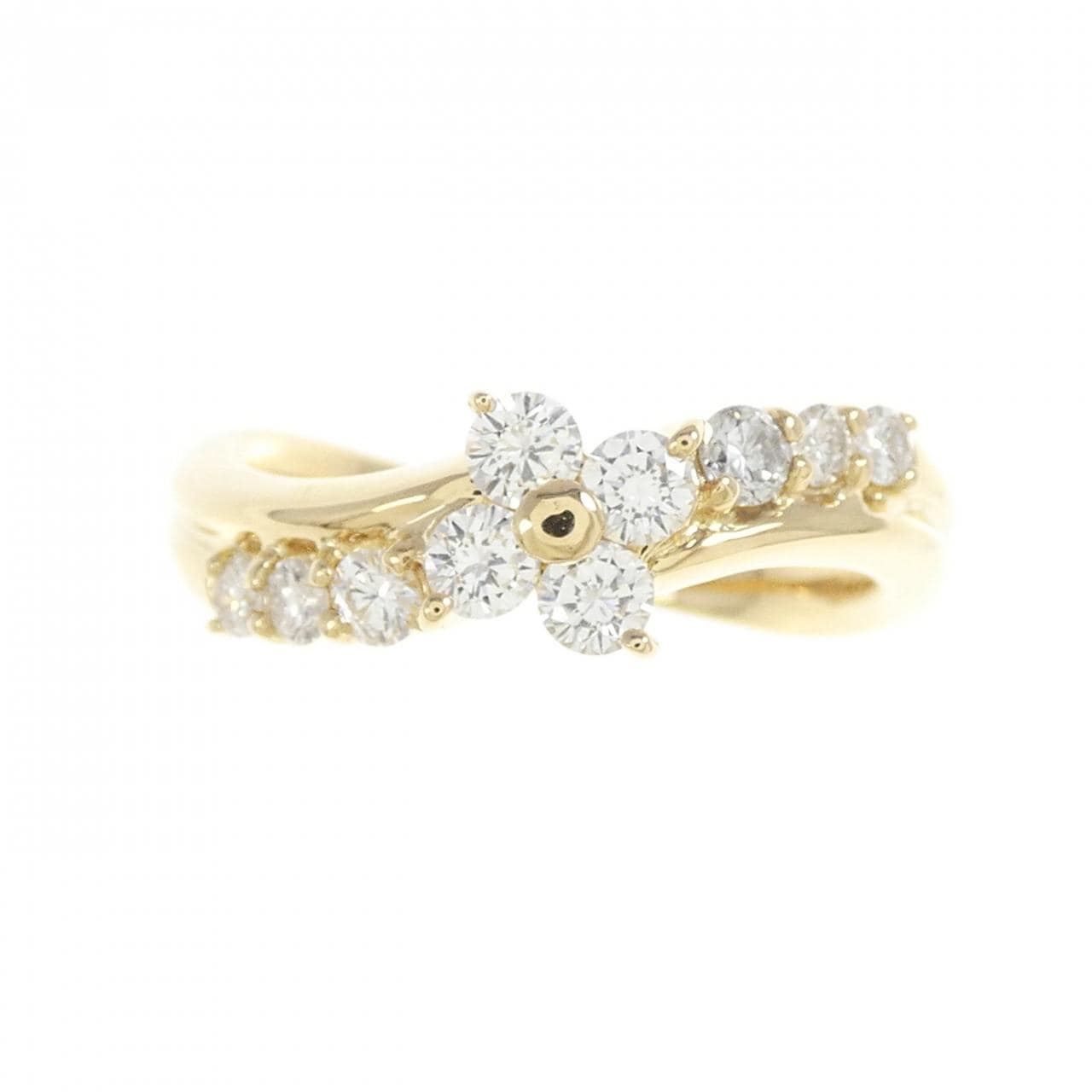 K18YG フラワー ダイヤモンド リング 0.50CT