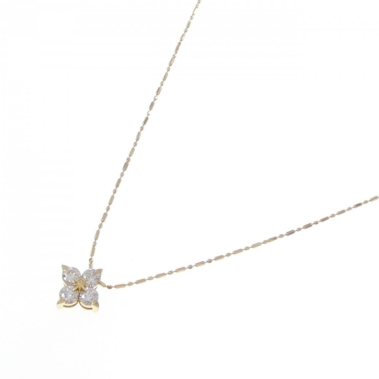 K18YG フラワー ダイヤモンド ネックレス 0.50CT