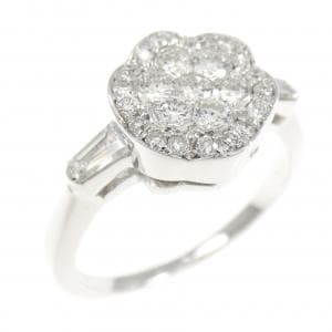 K18WG フラワー ダイヤモンド リング 0.64CT