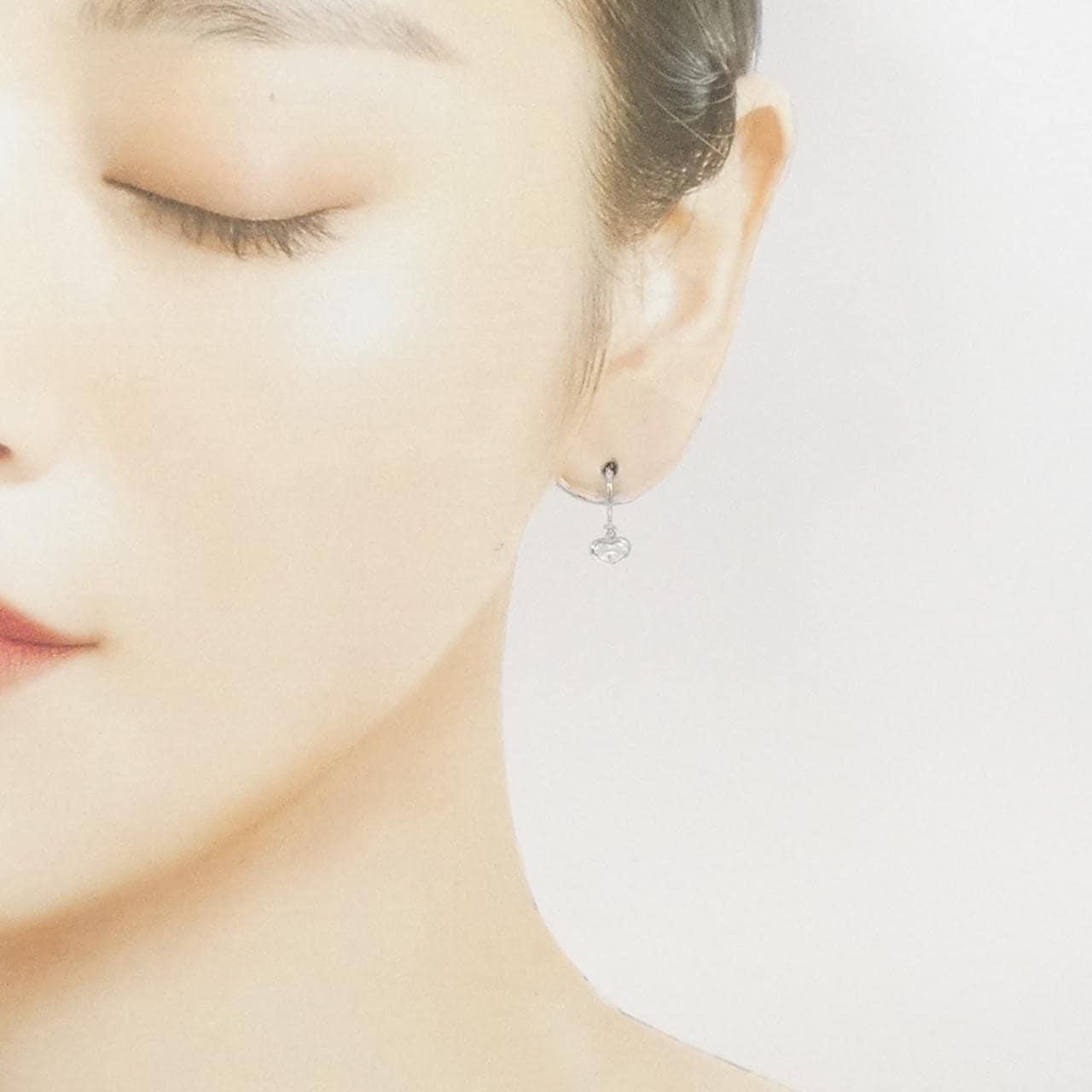 K14WG ハート キュービック ピアス