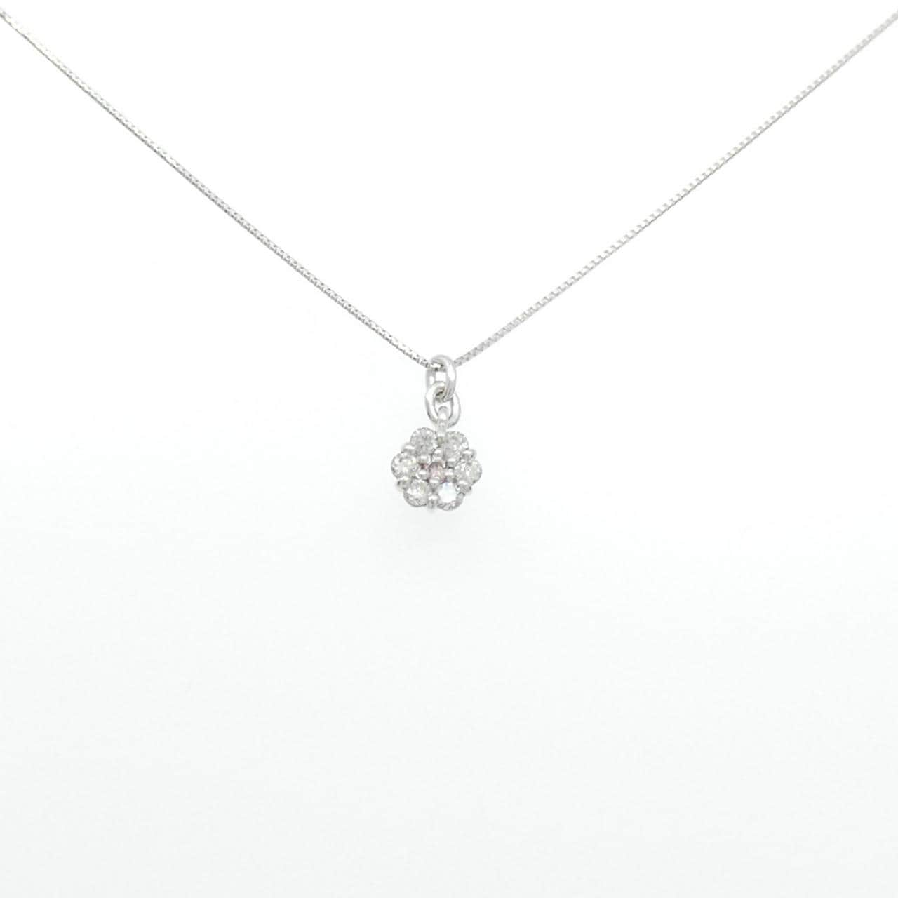 K18WG フラワー ダイヤモンド ネックレス 0.23CT