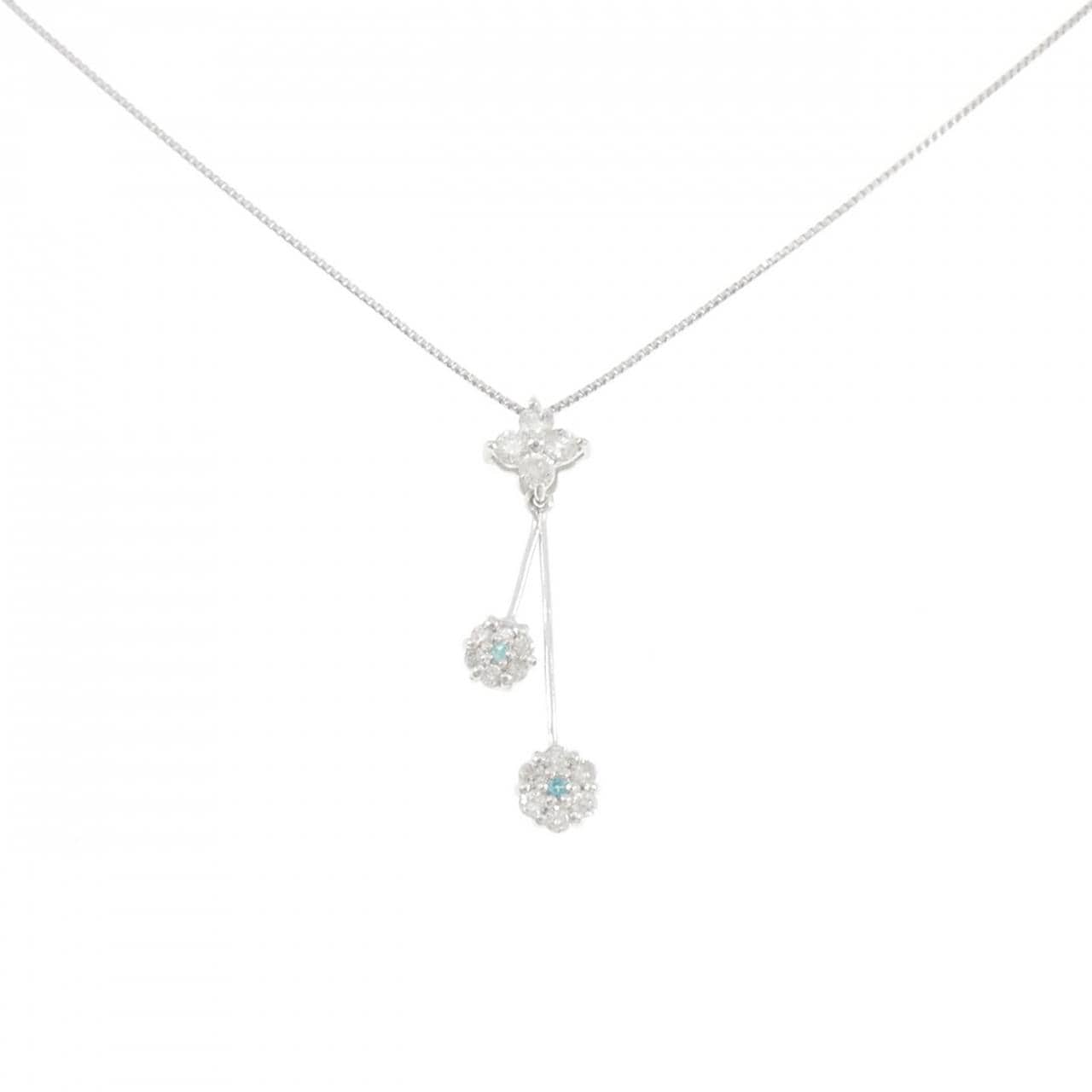 K18WG フラワー トルマリン ネックレス 0.02CT