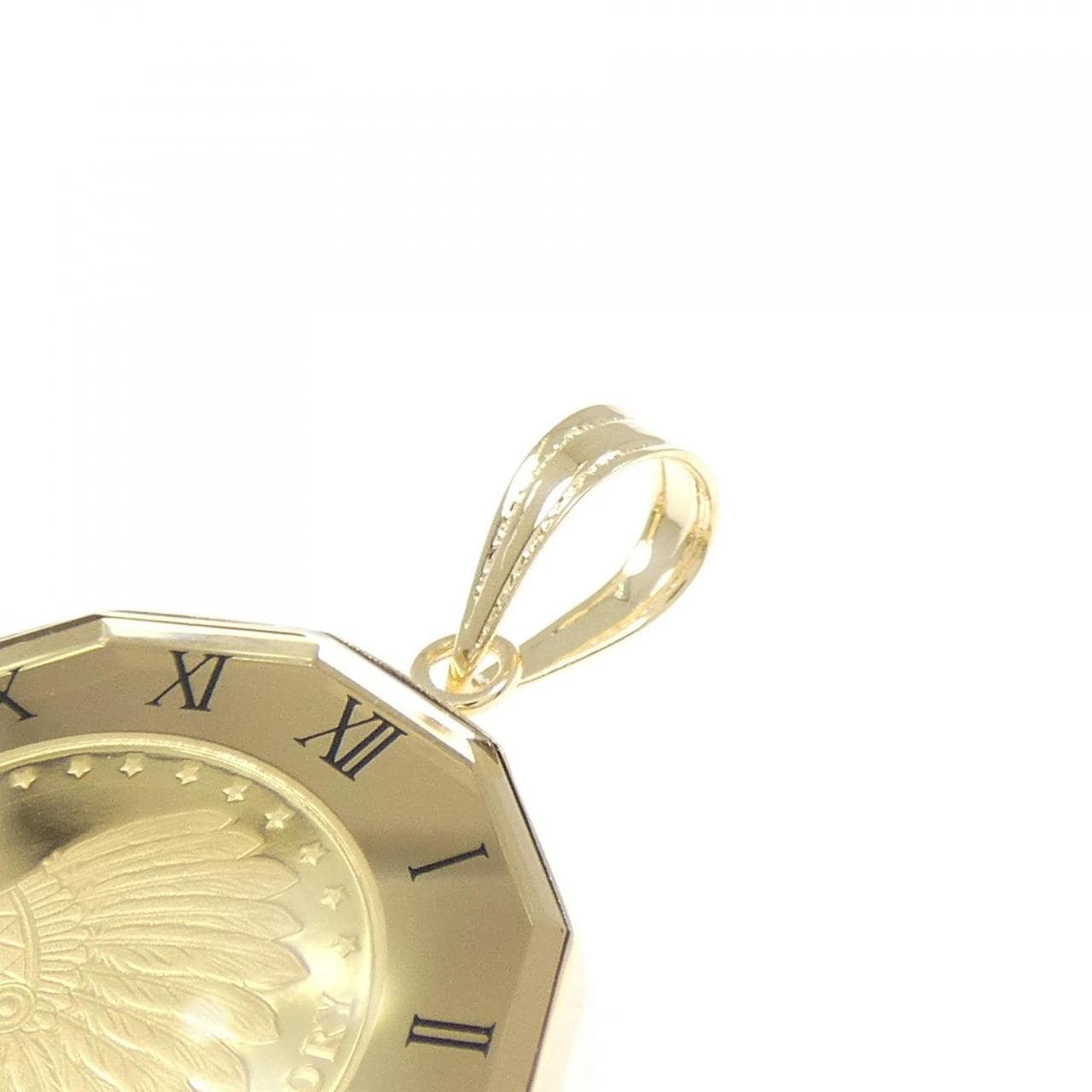 K18YG (frame) coin pendant