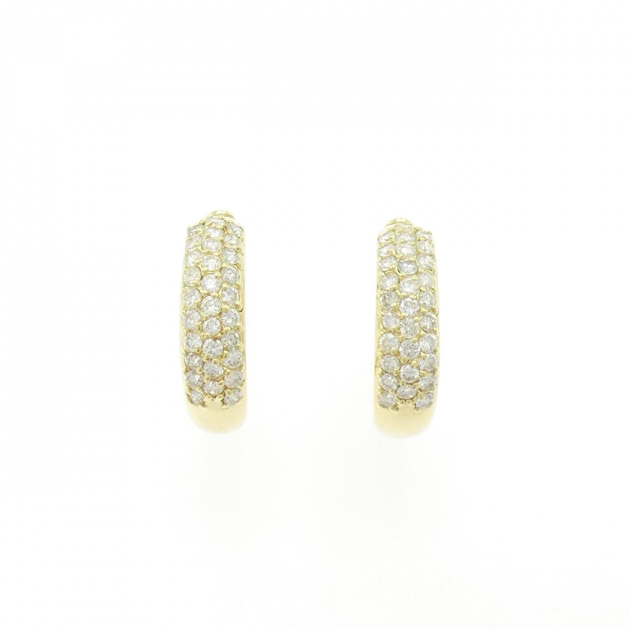 K18YG パヴェ ダイヤモンド フープ ピアス 1.00CT