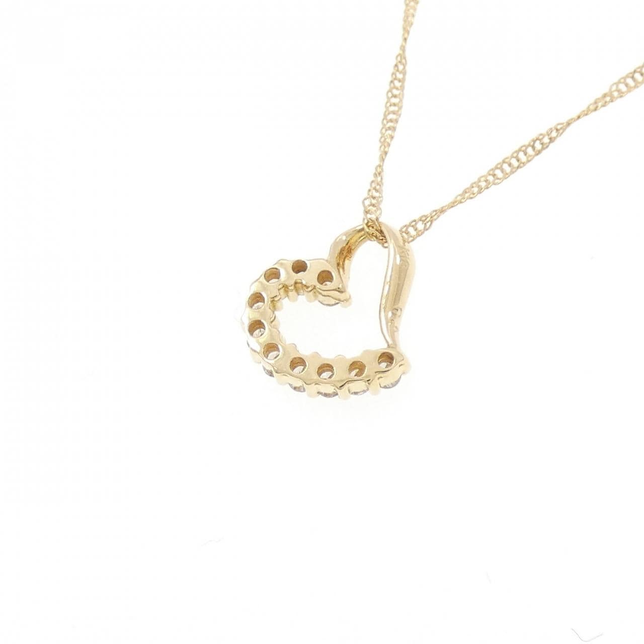 K18YG ハート ダイヤモンド ネックレス 0.1CT