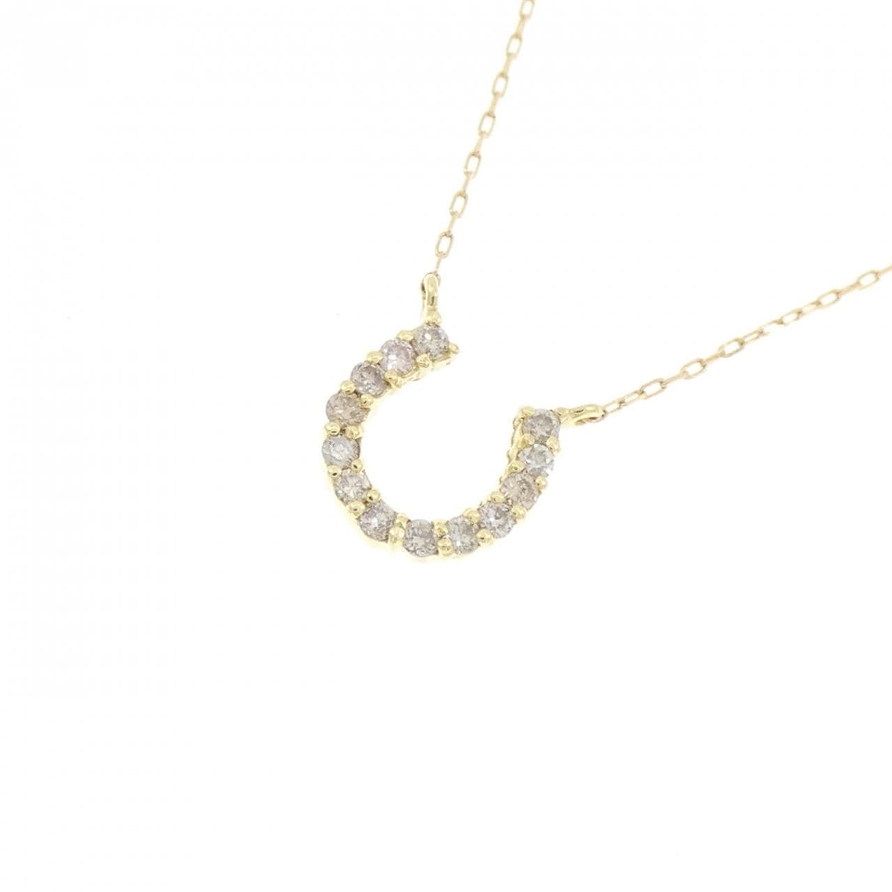 K18YG ホースシュー ダイヤモンド ネックレス 0.10CT