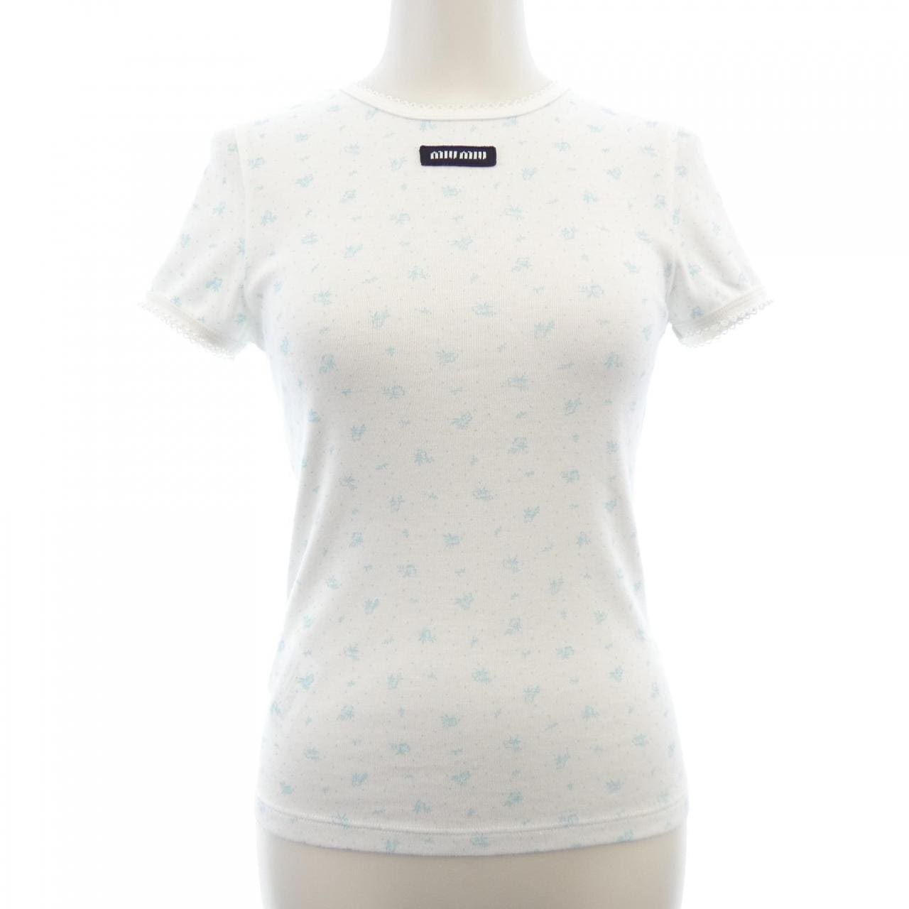 ミュウミュウ MIU MIU リブ編み ジャージー MJNA08 SOOO 18ZU Tシャツ