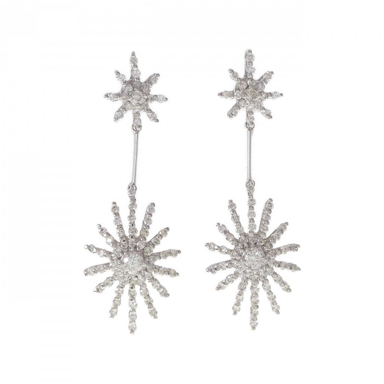 K18WG/K14WG ダイヤモンド ピアス 1.10CT