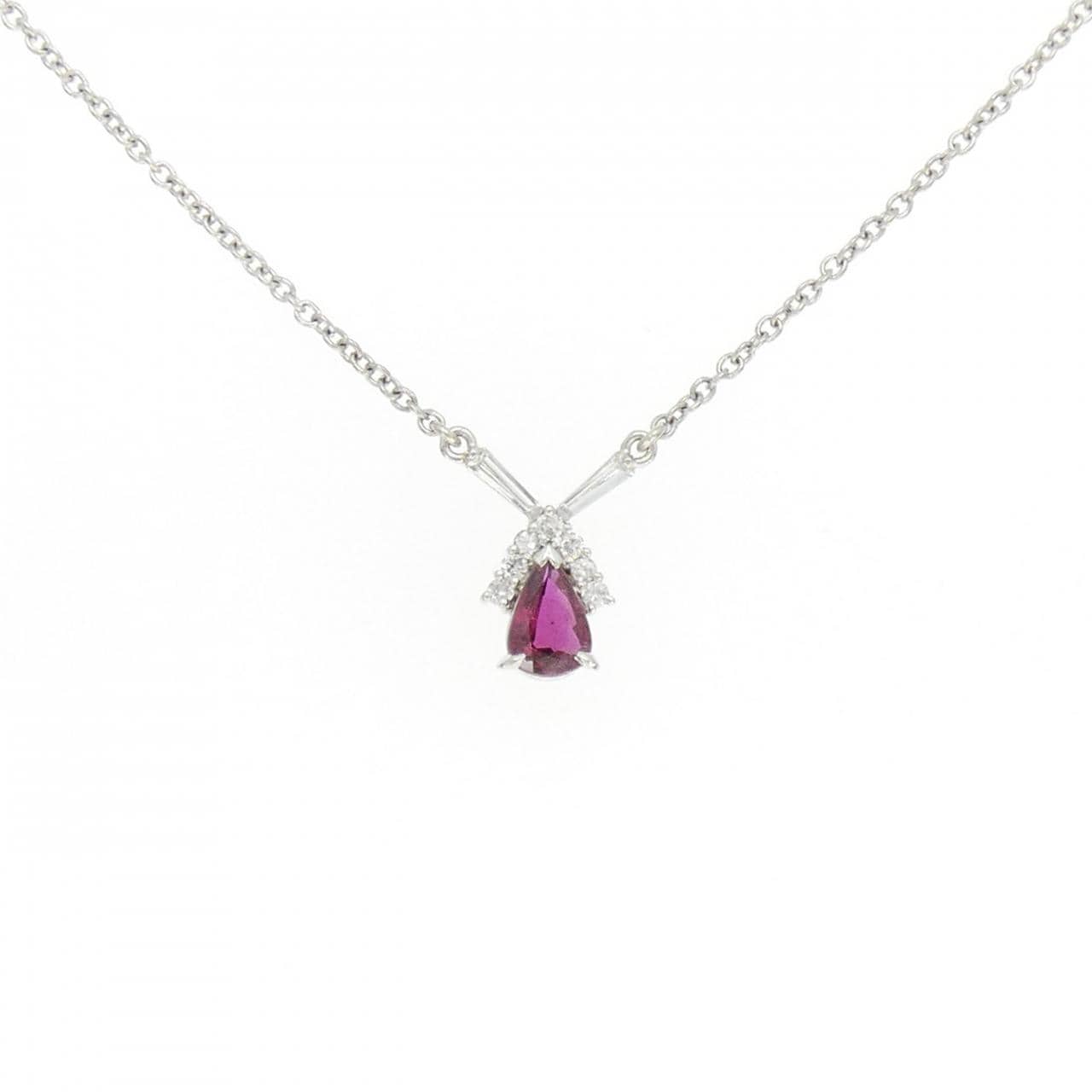 PT900/PT850 ルビー ネックレス 0.52CT