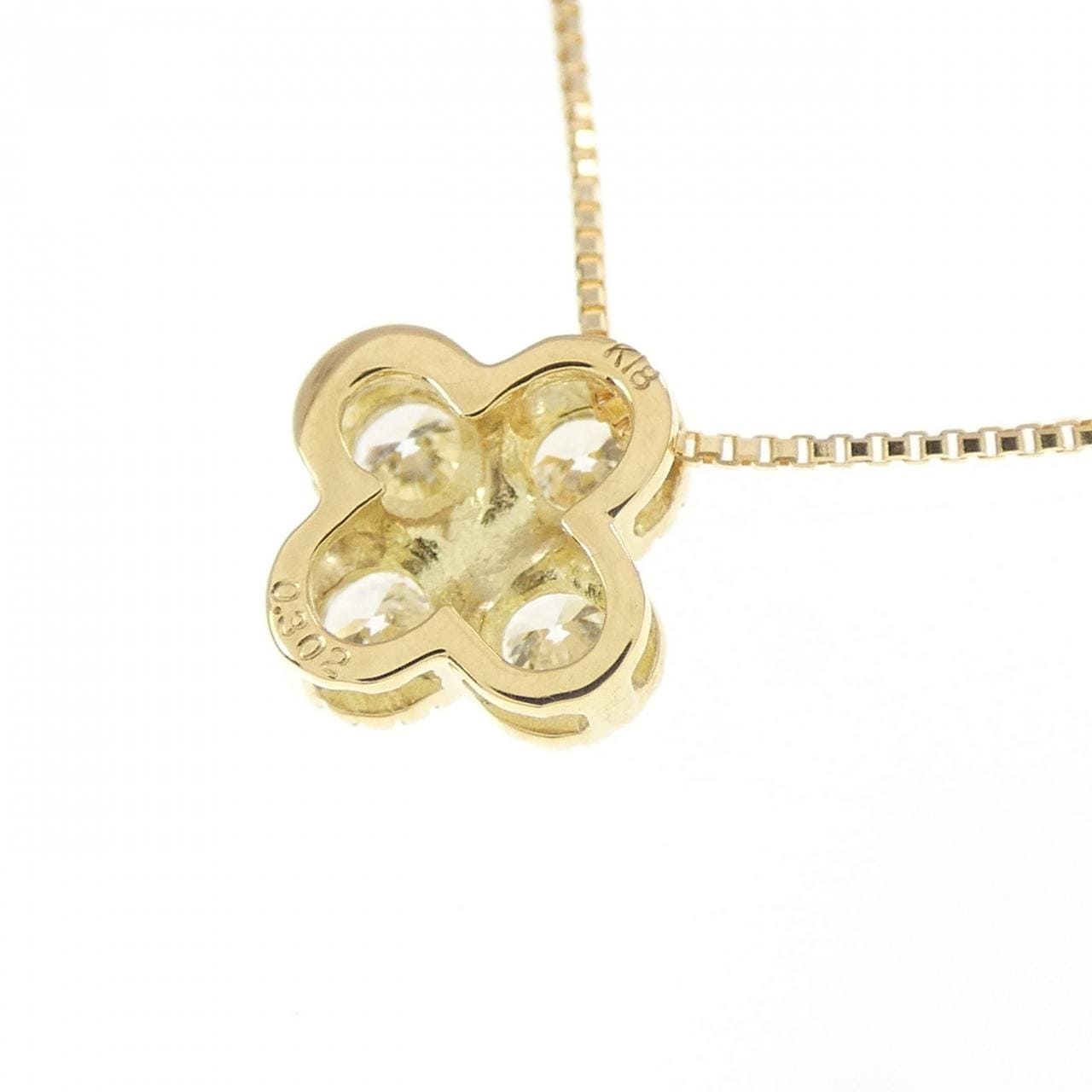 【新品】K18YG フラワー ダイヤモンド ネックレス 0.302CT