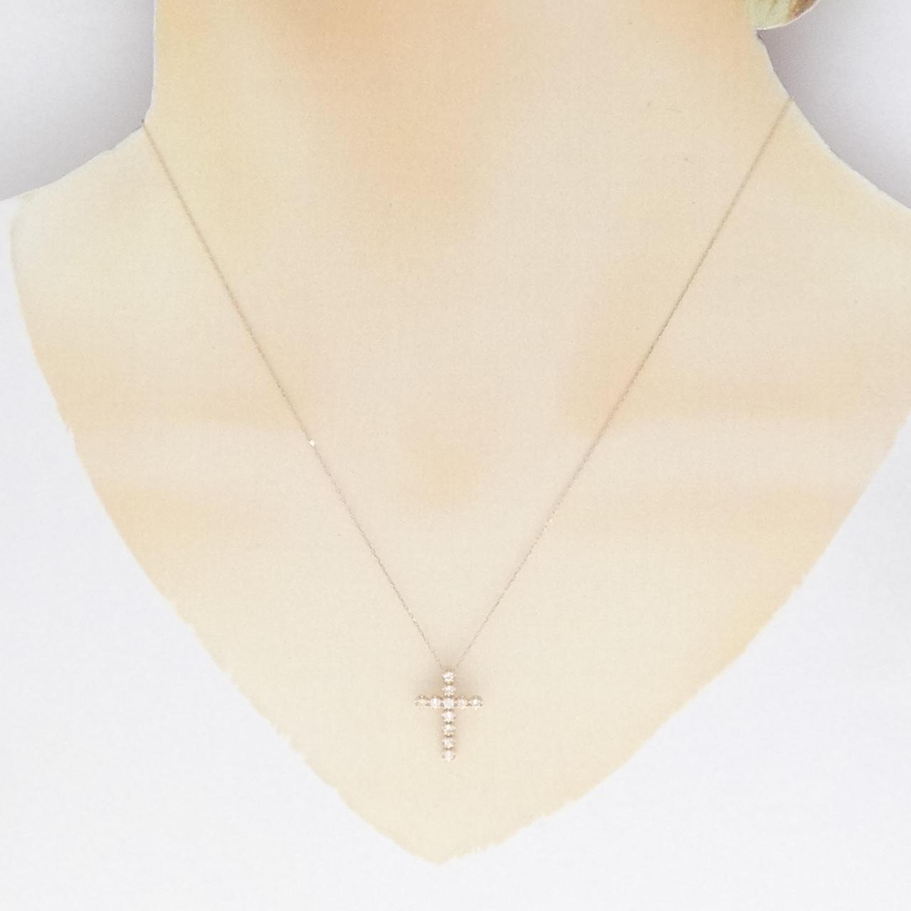 K18PG クロス ダイヤモンド ネックレス 0.20CT