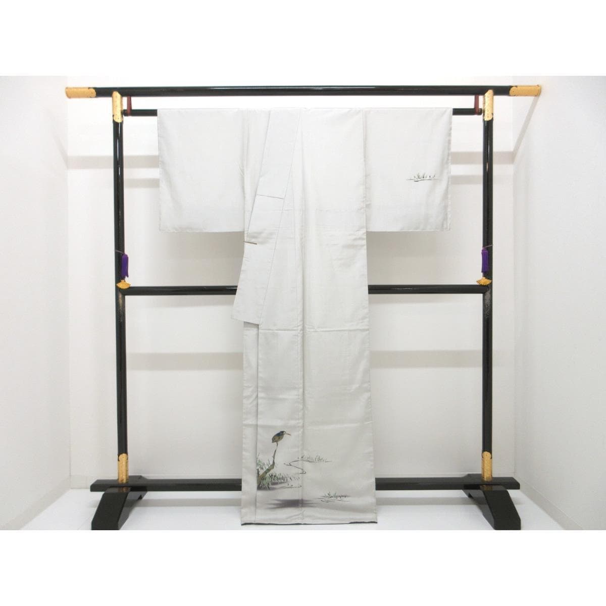 訪問着　柿本市郎　縞大島紬　身幅３Ｌ寸【本加賀友禅】