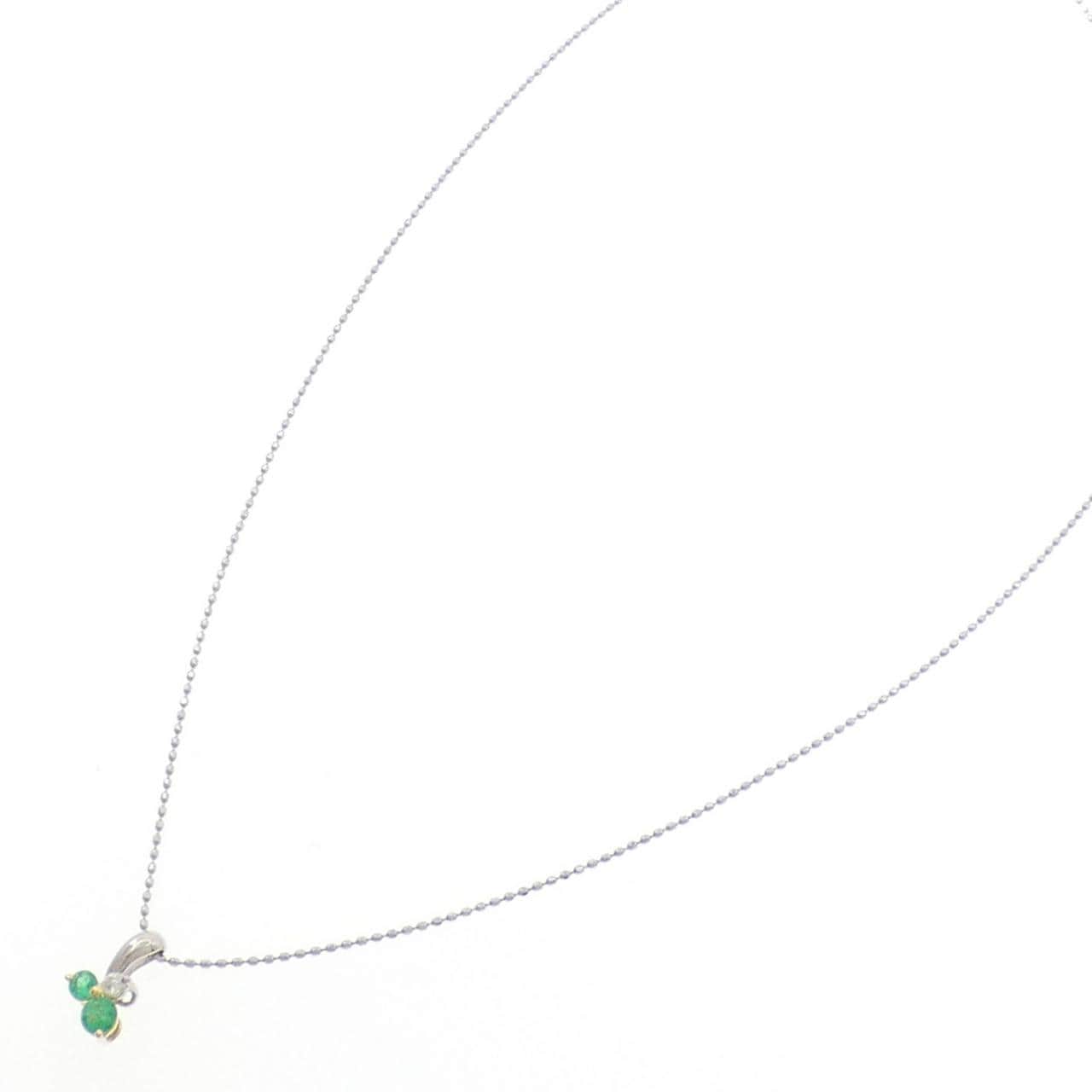 K18/PT900/PT850 エメラルド ネックレス 0.13CT