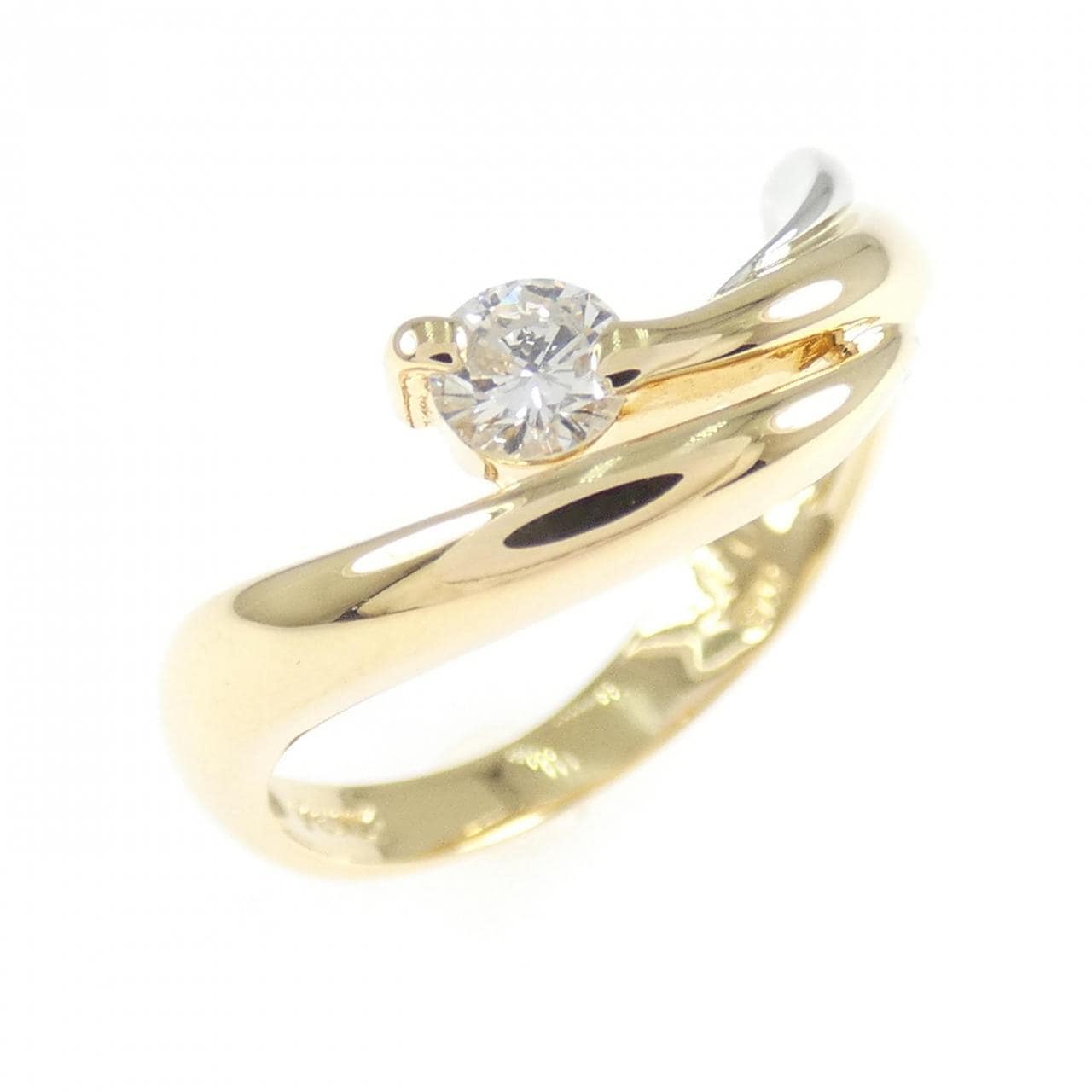K18YG/PT900 ダイヤモンド リング 0.18CT
