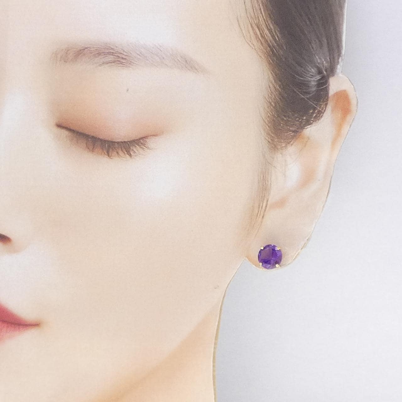 K18YG アメジスト ピアス 3.60CT