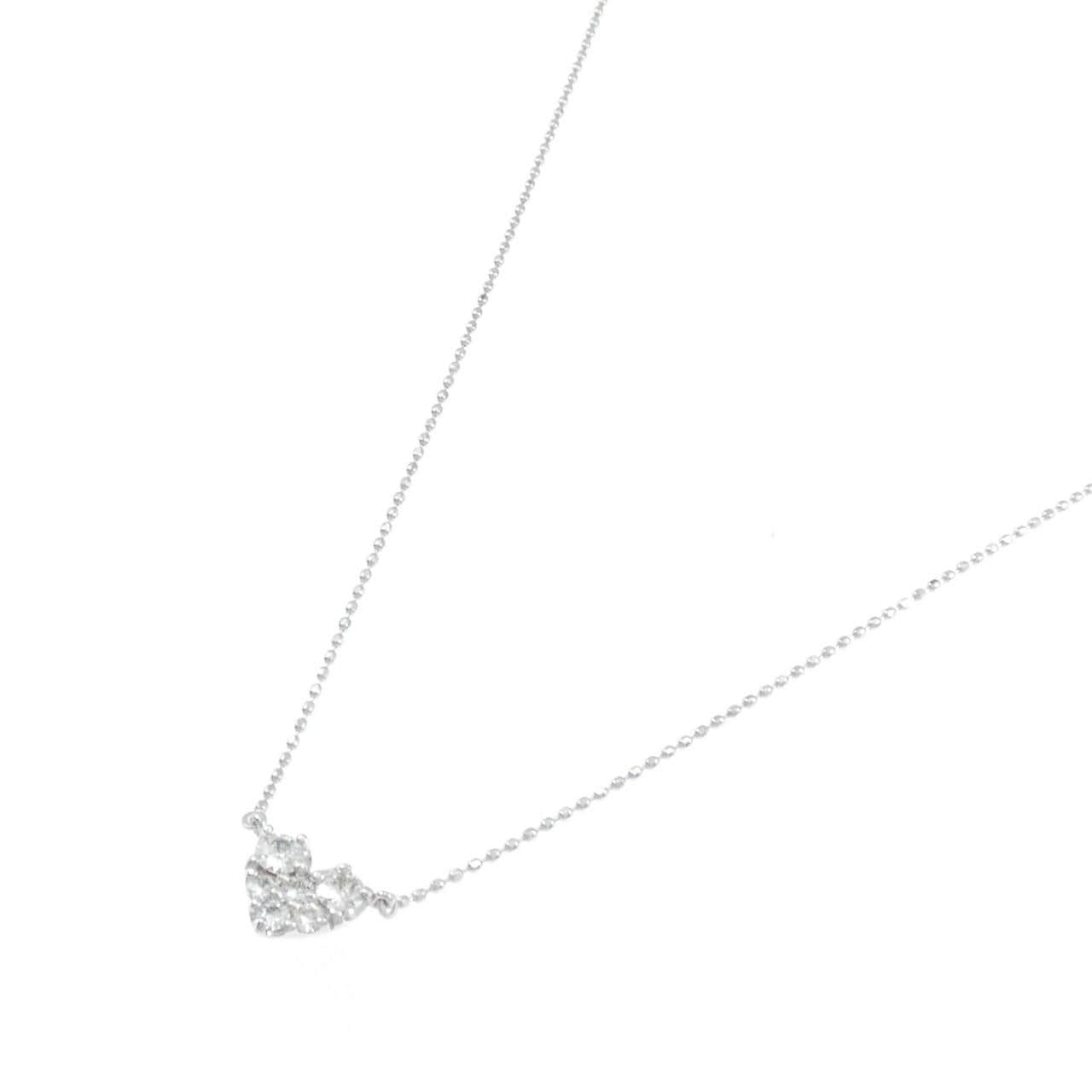 K18WG ハート ダイヤモンド ネックレス