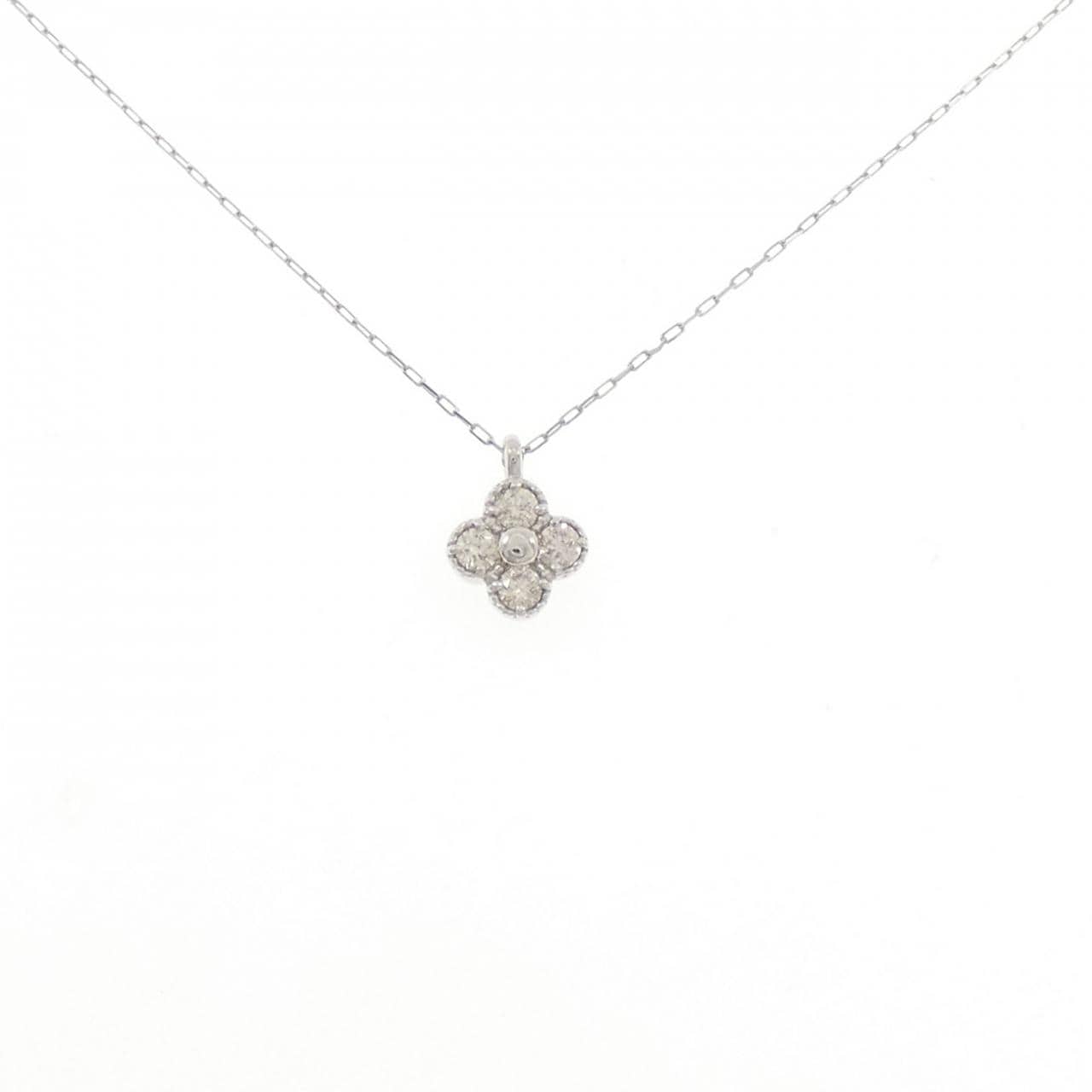 PT900/PT850 フラワー ダイヤモンド ネックレス 0.10CT