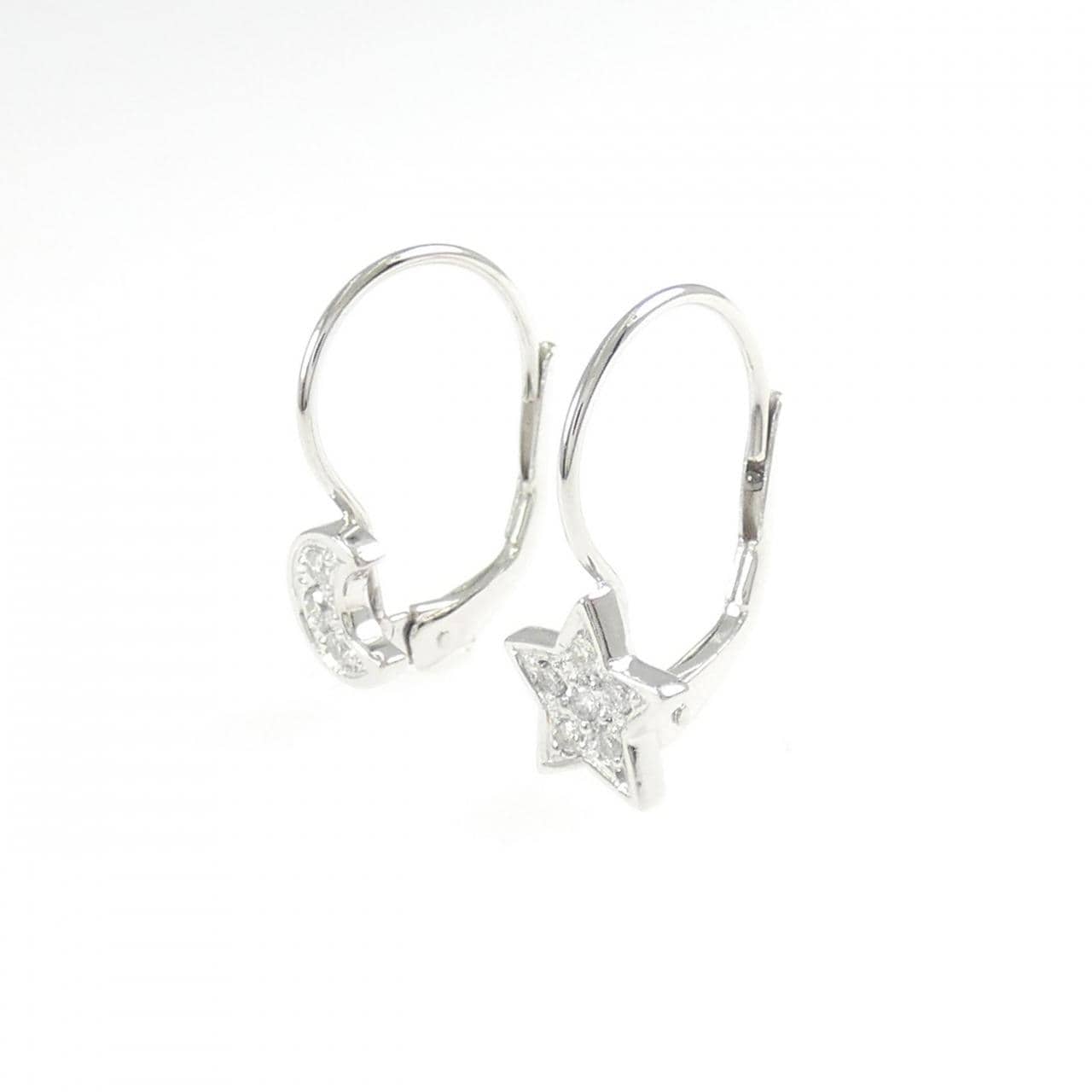 PT900 ムーン×スター ダイヤモンド ピアス 0.06CT